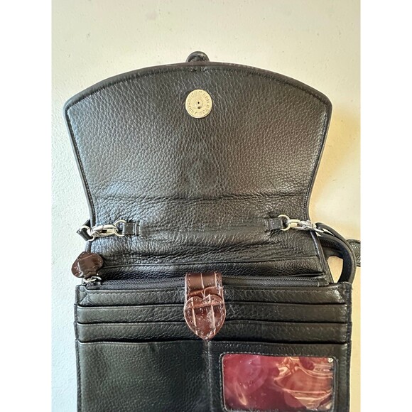 Brighton Nepal Organizer Pebble Italian Crocodile-Embossed Leather Crossbody Bag - Picture 9 of 11